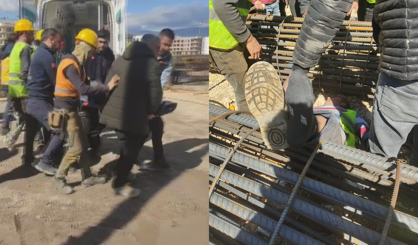 Vinçten düşen demir kolunun altında kalan işçi yaralandı